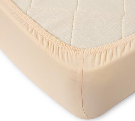 Простыня на резинке Кремовая, трикотаж