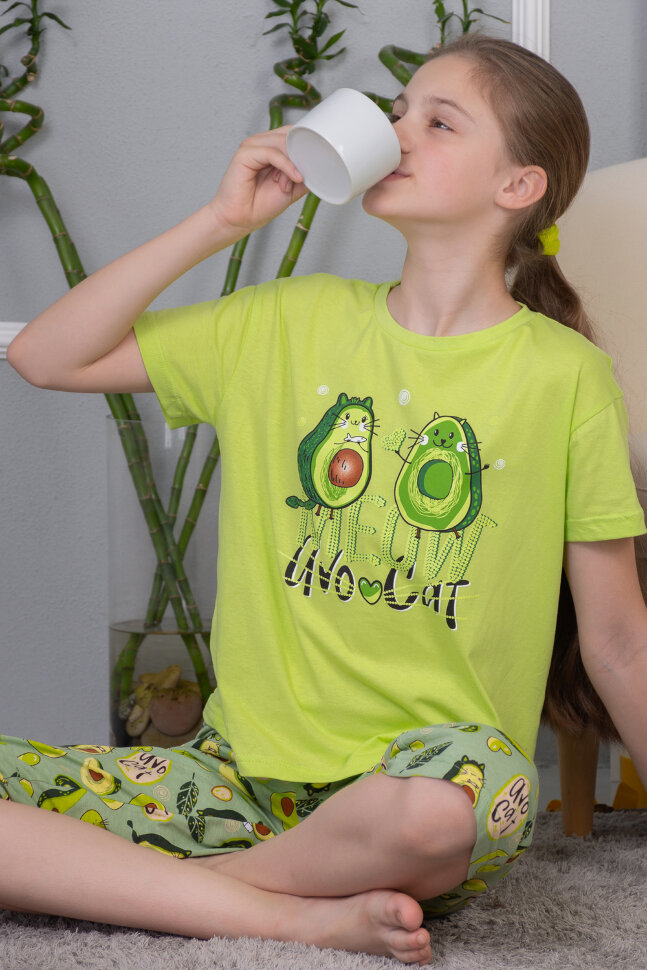 Пижама с бриджами для девочки Эшли салатовый