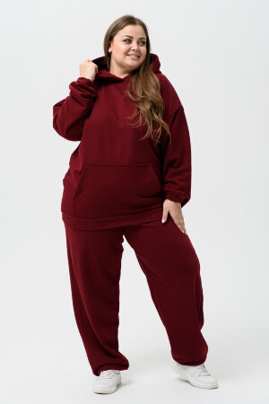 Женский костюм с брюками 14424 оверсайз винный