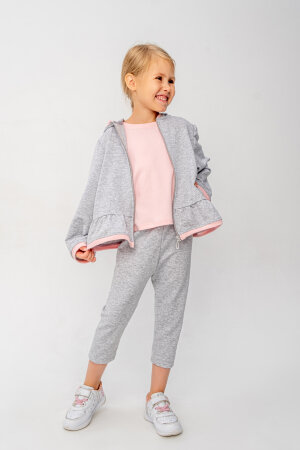 Костюм с бриджами для девочки Эмми серый с розовым