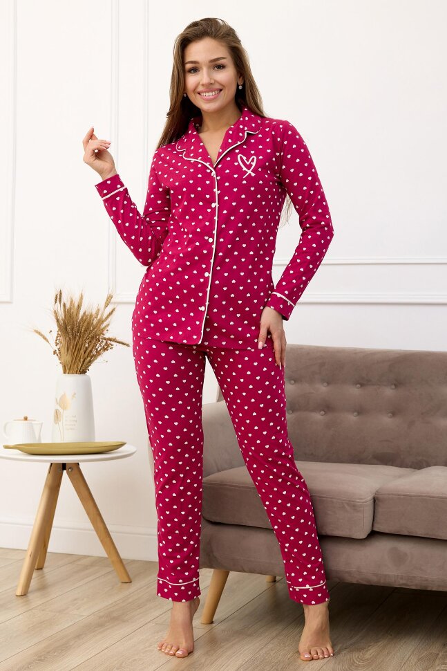 Пижама женская Сердечки 9895