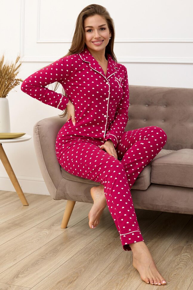 Пижама женская Сердечки 9895