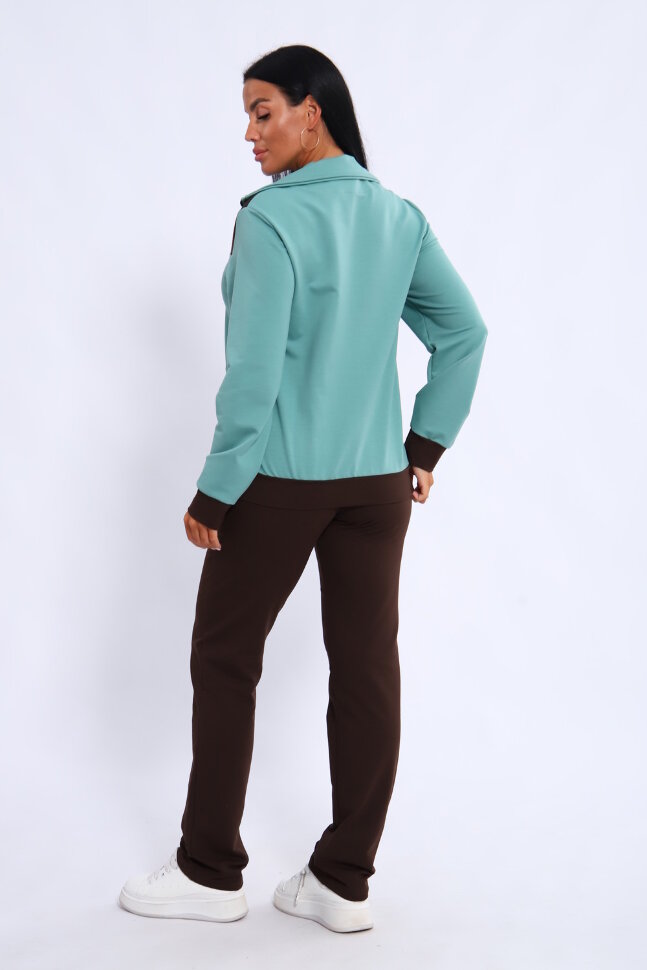 Женский костюм с брюками 19128 изумрудный