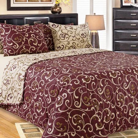 Покрывало стеганое Вензель коричневый, перкаль