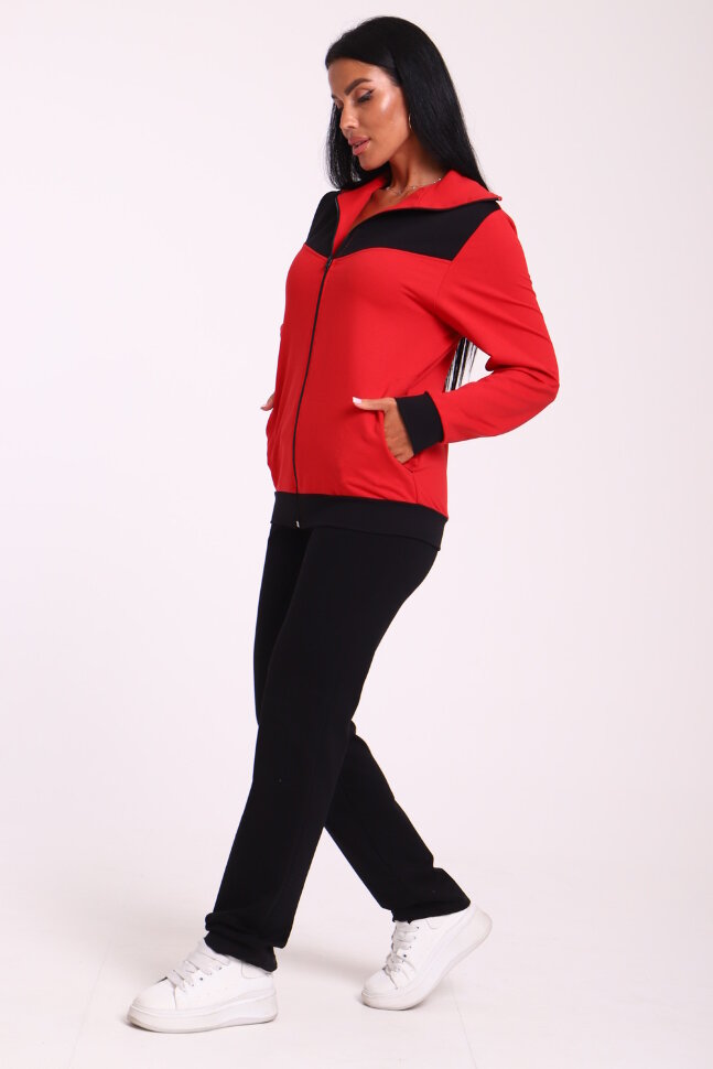 Женский костюм с брюками 19128 красный