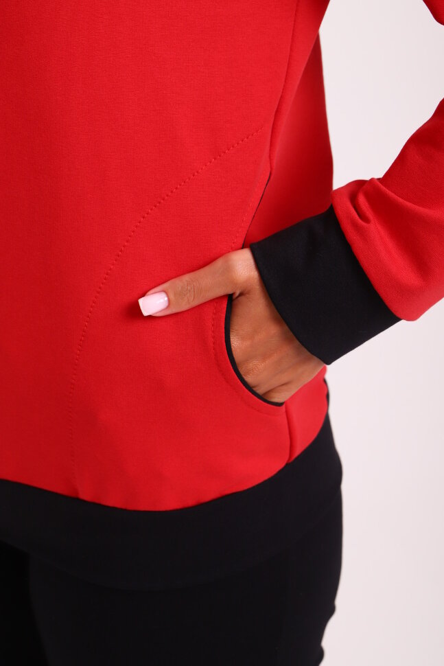 Женский костюм с брюками 19128 красный