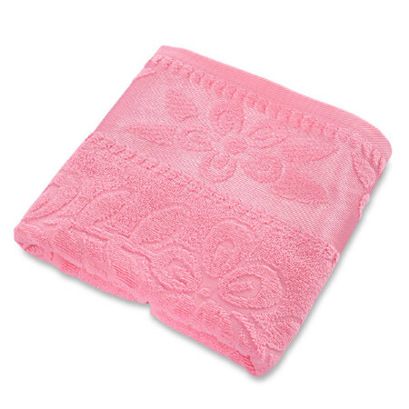 Полотенце махровое Жаккард розовый BJ5, 430 г/м2