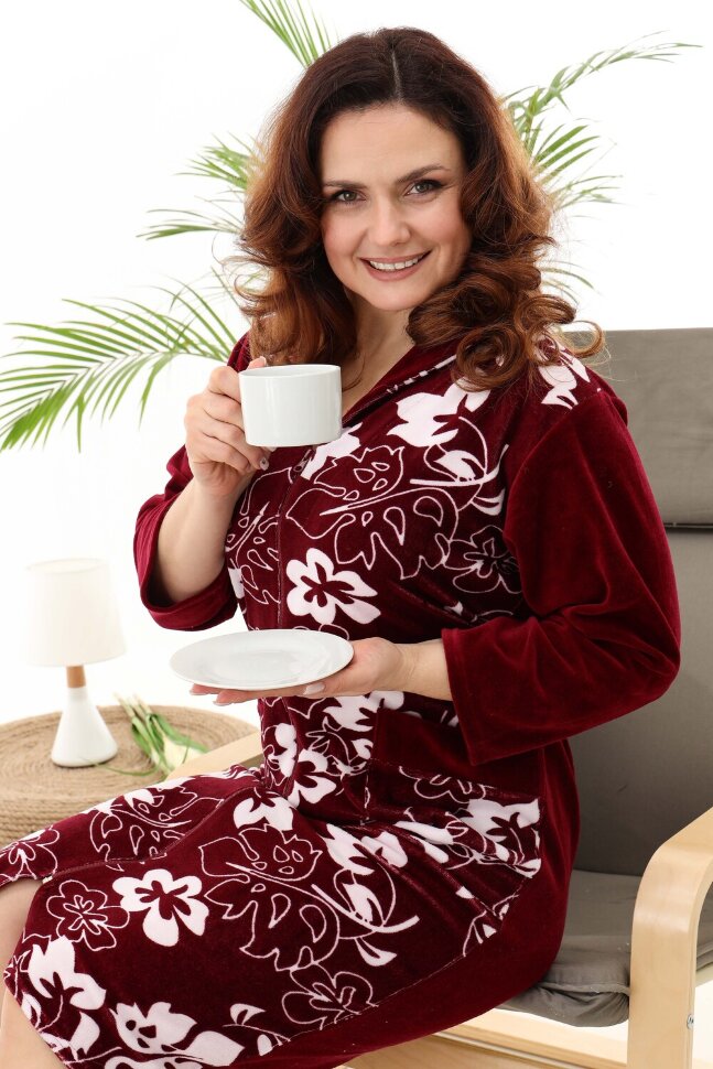 Халат Женский 53530 бордовый