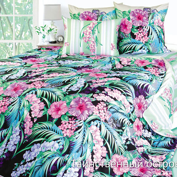 КПБ Таинственный остров черный сатин 1.5 сп.