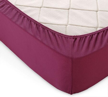 Простыня на резинке Марсала, трикотаж