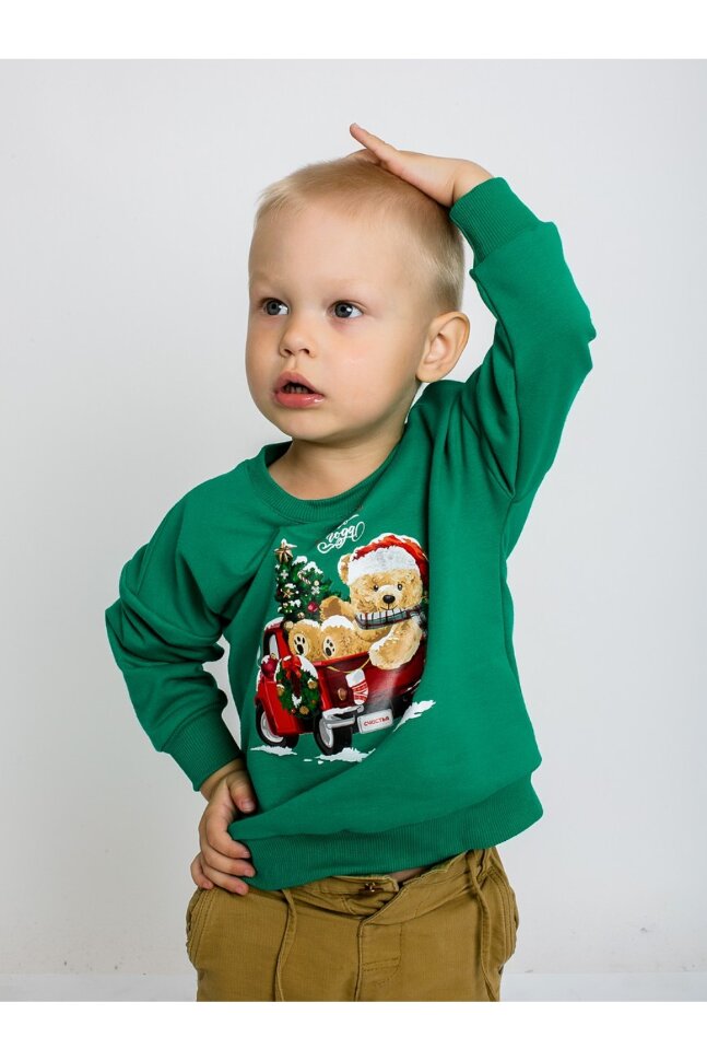 Детский свитшот для мальчика Праздник зелёный