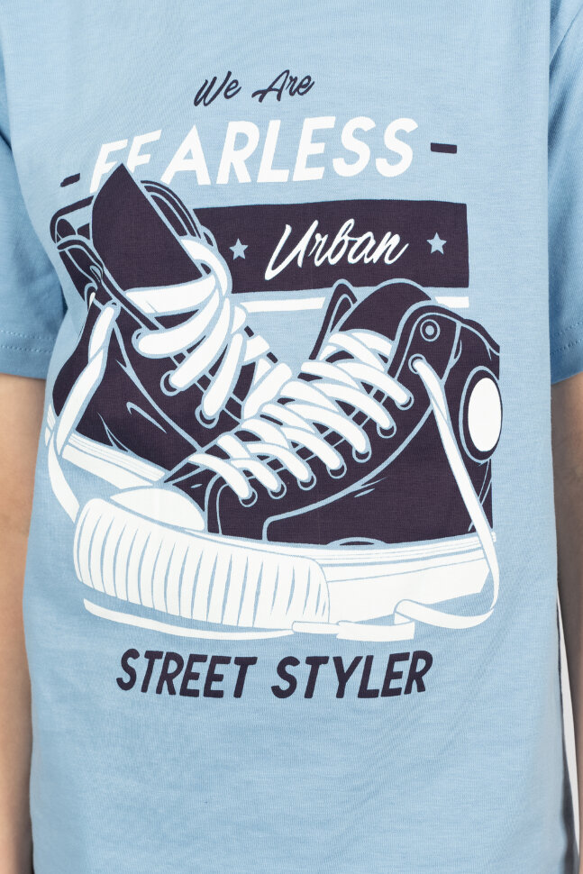 Костюм с шортами для мальчика 4293 (футболка + шорты) я.голубой/т.серый